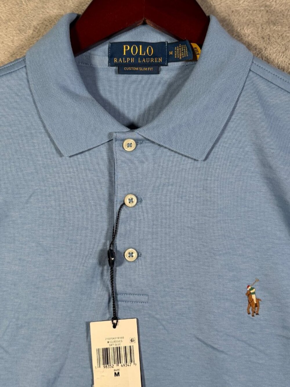 Polo Ralph Lauren Custom SLIM Fit Shirt Mens M Sky Blue Short Sleeve Soft $118